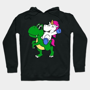 Unicorn Riding Dinosaur Hoodie